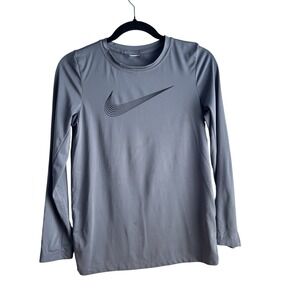 Nike Dri-FIT Long Sleeve  Shirt Gray Youth Large (Estimated - See Measurements)